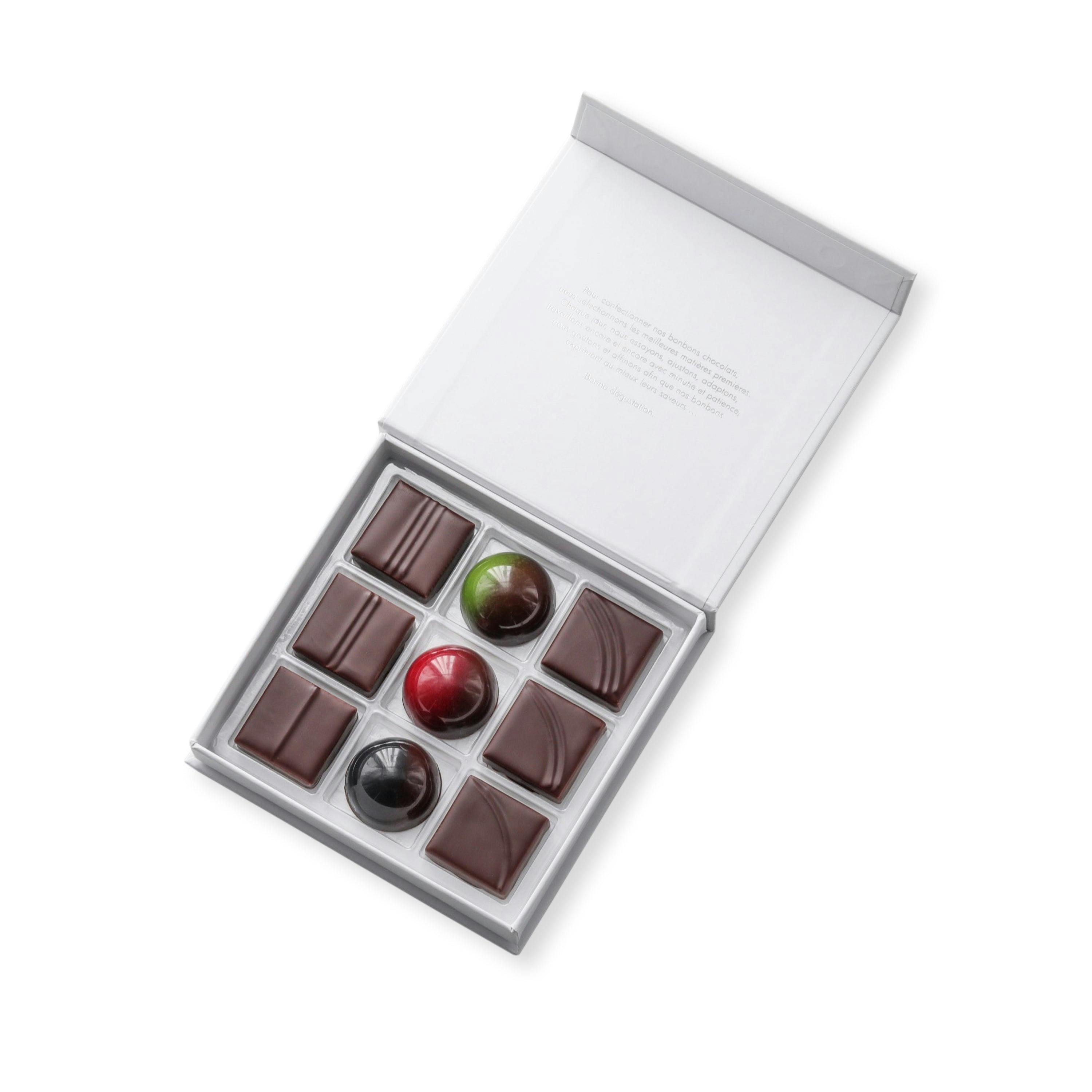 Coffret Sélection du chef assortiment 9 chocolats - Vincent Vallée chocolatier champion du monde