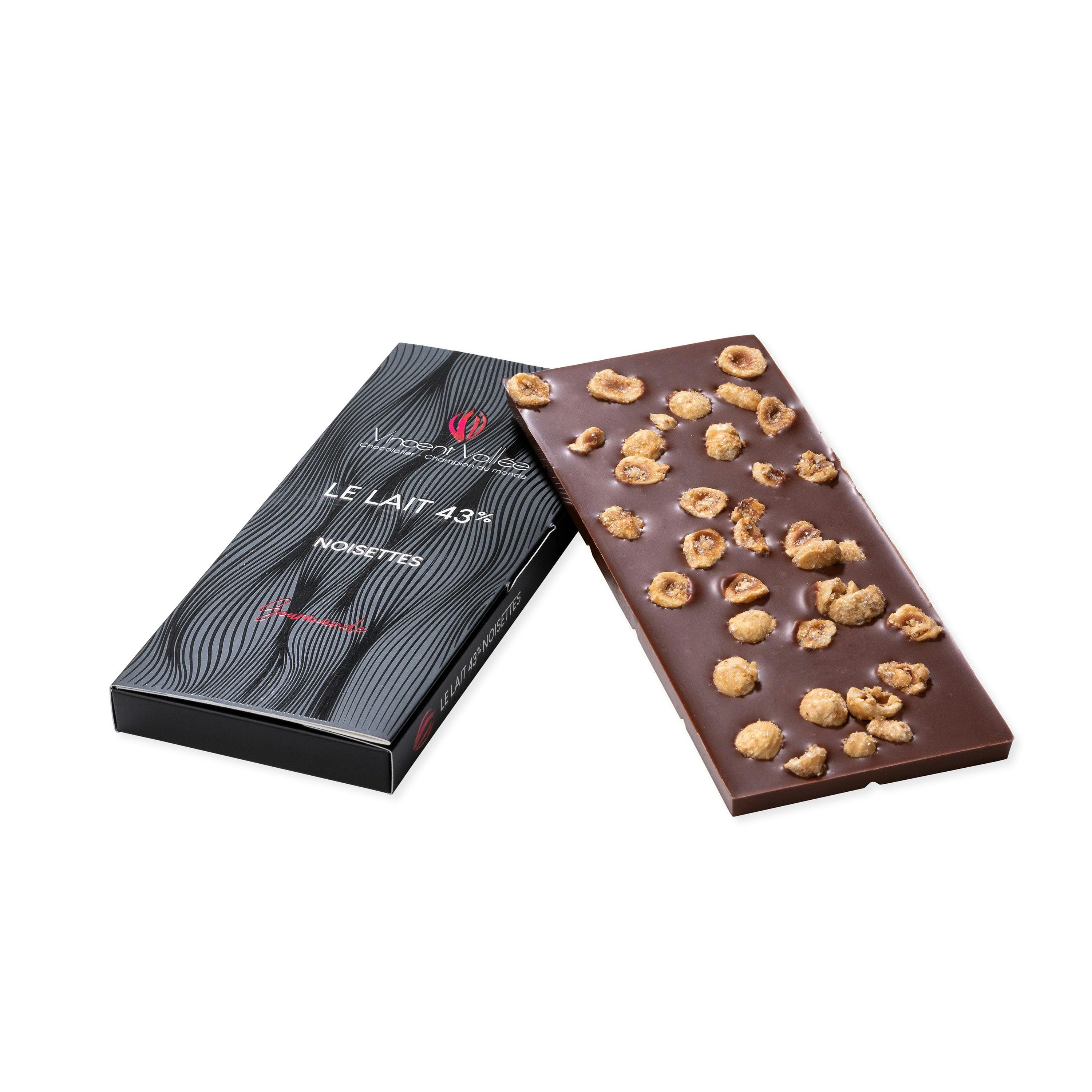 Tablette chocolat Lait Noisettes - Vincent Vallée chocolatier champion du monde